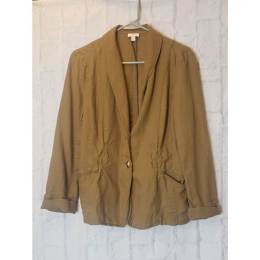 J. JILL 100% Linen Blazer Chartruese Green Small